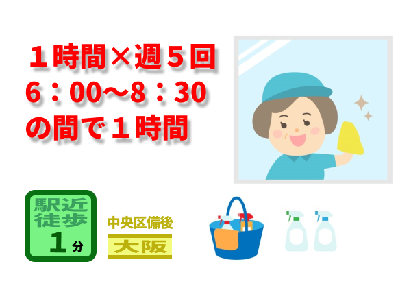 （大阪市中央区備後町）オフィスビル事務所内の日常清掃　　（948815）